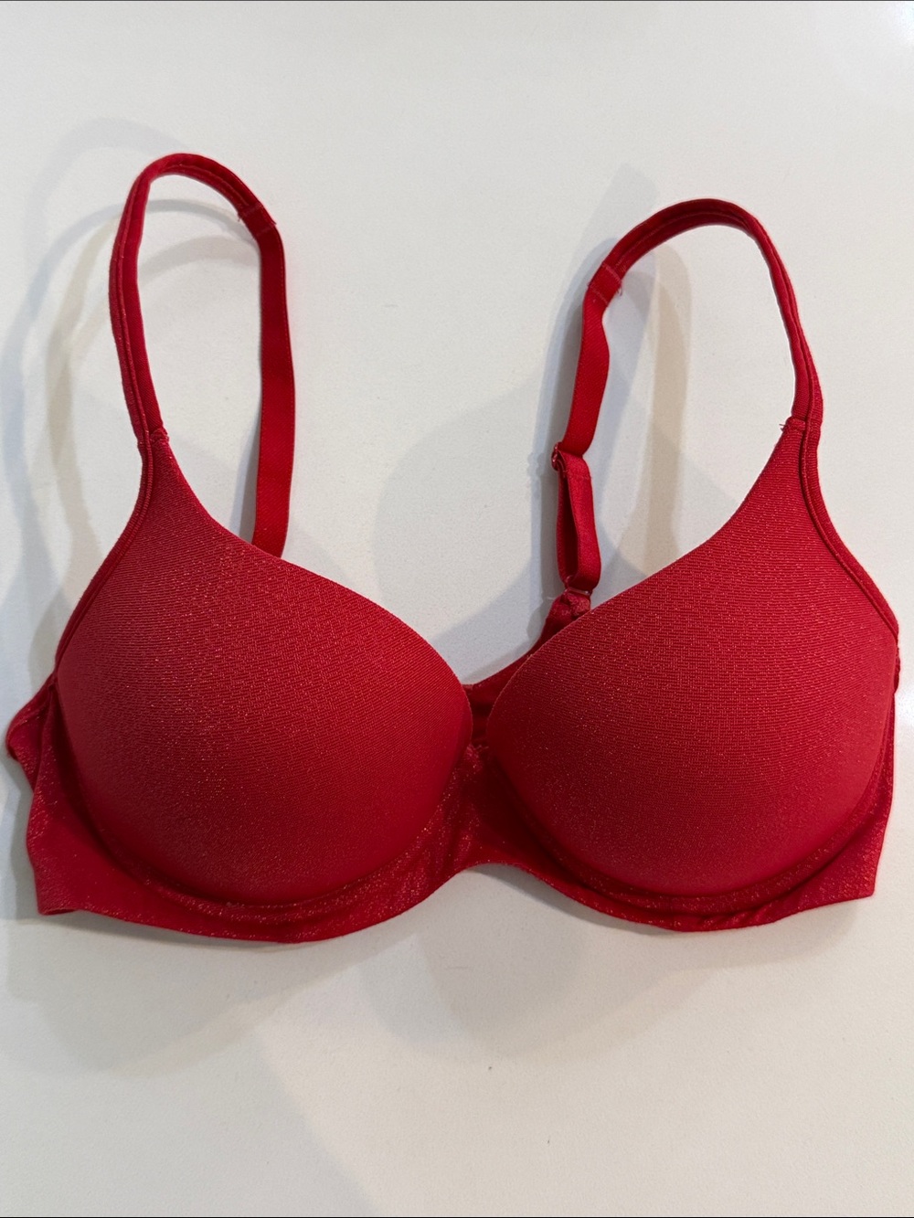 Modern Movement Red Seamless Shimmer T-Shirt Underwire Bra | 34C